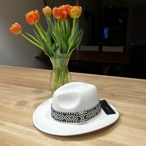 NWT Coofandy White Cowboy/cowgirl Hat, Cotton & Polyester, Coachella, Bohemian